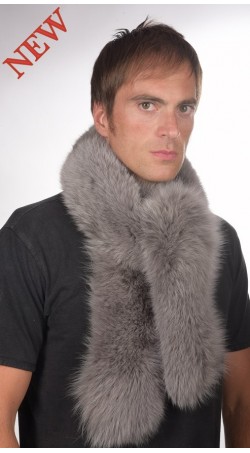 Men's blue fox fur scarf